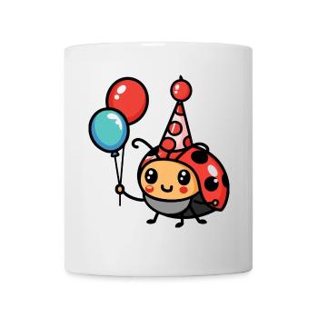 Marienkäfer Geburtstag Comic Niedlich - Tasse - Weiß - Vorne