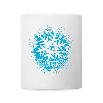 Winter Eiskristall Schnee Weihnachten blau Herz - Tasse - Weiß - Vorne
