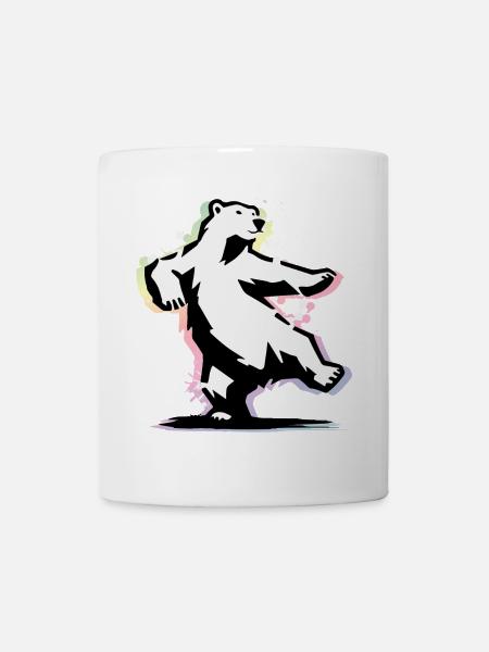 Tanzender Eisbär im Stencil-Stil - Tasse - Weiß