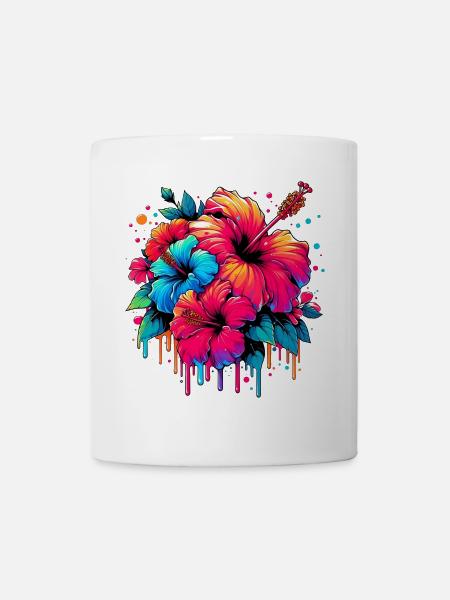 Hibiskusblüten - Tasse - Weiß
