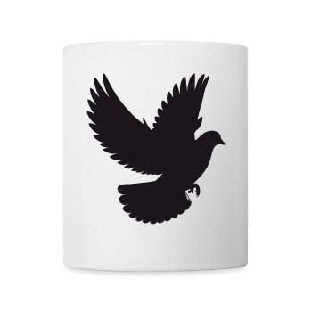 Friedvolle Taube im Flug – Silhouetten-Stil - Tasse - Weiß - Vorne