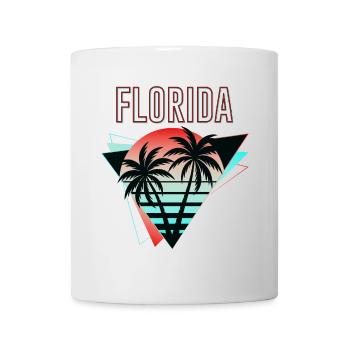 Florida USA Miami Amerika Sommer Palmen Neon Bunt - Tasse - Weiß - Vorne