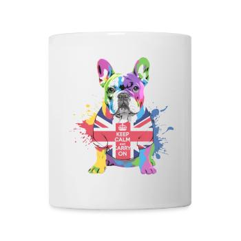Regenbogen Bulldogge Union Jack - Tasse - Weiß - Vorne