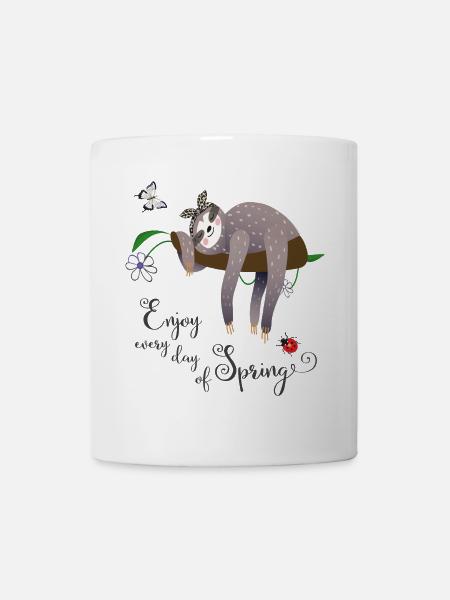 Faultier im Frühling - Tasse - Weiß
