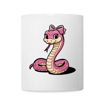 Pink Bow Snake Cartoon - Mug - white - Front