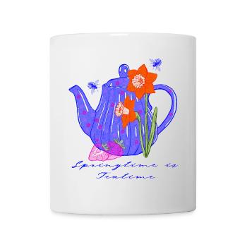 Blüten-Teekanne im Frühlingsrausch - Tasse - Weiß - Vorne