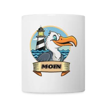 Moin -Möve with lighthouse - Mug - white - Front