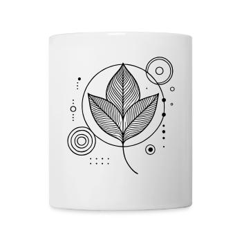 Zen Blätter – Natur trifft Geometrie in stilvoller - Tasse - Weiß - Vorne