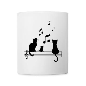 T Shirt Katze Musik Lustige Notiz Noten - Tasse - Weiß - Vorne