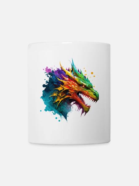 Drache Bunt Fantasie Magie Mystik Mythologie Kunst - Tasse - Weiß