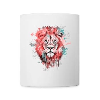 Lion Tête de Lion Coloré Prédateur Coloré Art Animalier - Mug blanc - blanc - Devant
