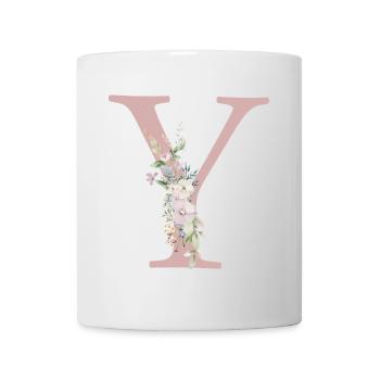 Y Monogram, Floral, Personnalisable - Mug blanc - blanc - Devant