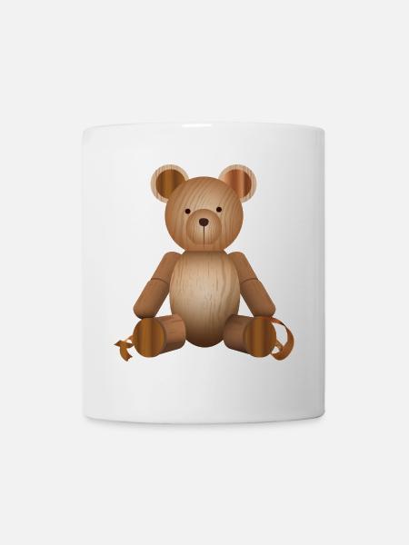 Holzoptik – Niedliche Bärenfigur - Tasse - Weiß