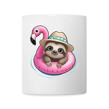 Kawaii Sloth in Flamingo🦩 - Mug - white - Front