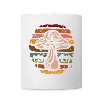Champignon rétro Nature - Icône de cueillette de champignons - Mug blanc - blanc - Devant
