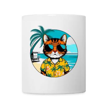 Katze am Strand - Tasse - Weiß - Vorne