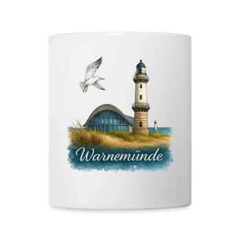 Warnemünde Teepot and Lighthouse with Seagull - Mug - white - Front