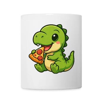 Cute Dino T-Rex Pizza Pizza Lover Cartoon - Mug - white - Front