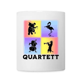 Musiker Quartett mit Elefant Flamingo Frosch - Tasse - Weiß - Vorne