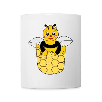 Abeille mignonne dans la poche de poitrine - Mug blanc - blanc - Devant