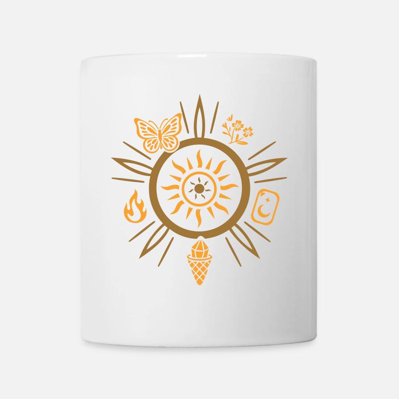 Roue solaire du solstice d’été avec des symboles d’abondance - Mug blanc - blanc