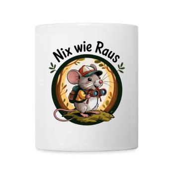 Nix wie raus - in die Natur - Wandern mit Maus - Tasse - Weiß - Vorne