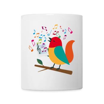 Singing Bird with Colorful Notes – Musical Motif - Mug - white - Front
