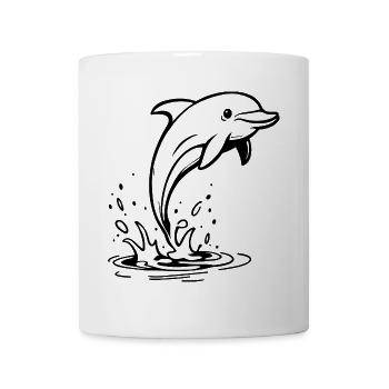 Springender Delfin – Niedliche Illustration - Tasse - Weiß - Vorne