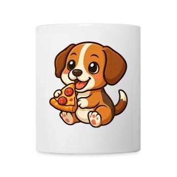 Cute Beagle Dog Pizza Pizza Lover Cartoon - Mug - white - Front