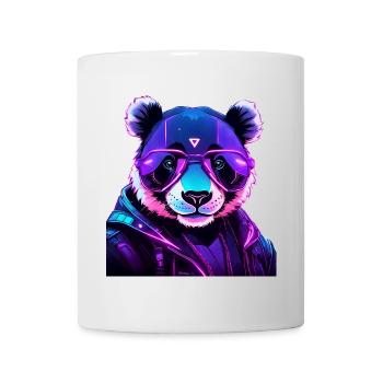 Cyberpunk Panda mit Neonbrille - Tasse - Weiß - Vorne