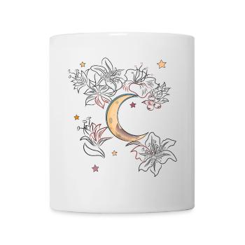 Lune avec des fleurs - Mug blanc - blanc - Devant