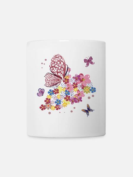 Schmetterlinge - Tasse - Weiß