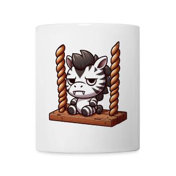 Mürrisches Zebra Schaukeln Genervt Lustiges Design - Tasse - Weiß - Vorne