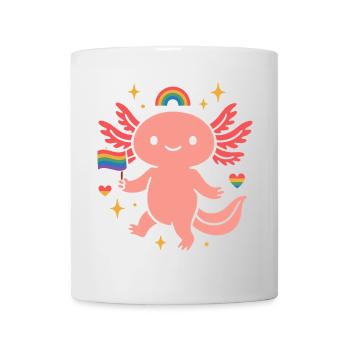 Mignon axolotl avec drapeau de la fierté et arc-en-ciel - Mug blanc - blanc - Devant