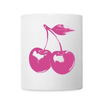 Retro Kirschen Motiv – Pink Rockabilly Look - Tasse - Weiß - Vorne