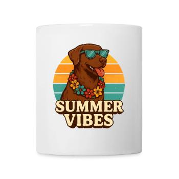 Lässiger Hund mit Sommerblumen und Sonnenbrille - Tasse - Weiß - Vorne