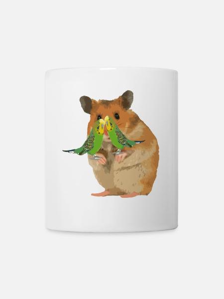 Hamster Menno mit zwei Wellis - Tasse - Weiß
