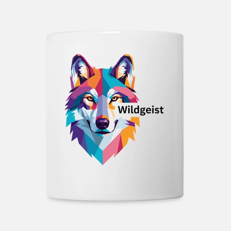 Tête de loup colorée « Wild Spirit » - Mug blanc - blanc