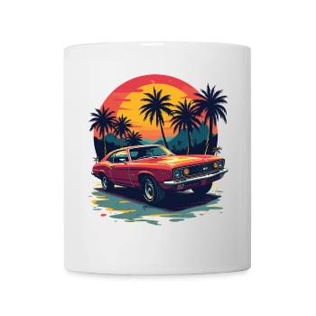 Vintage Muscle Car Sunset Scene - Mug - white - Front