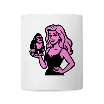 Blondine mit kleinem Gorilla - Tasse - Weiß - Vorne