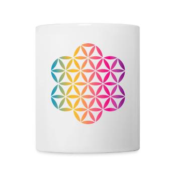 Yoga Flower of Life Lebensblume Mandala farbenfroh - Tasse - Weiß - Vorne