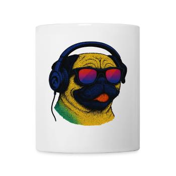 Mops mit 80er Musik DJ Cyberpunk Gamer Retro - Tasse - Weiß - Vorne