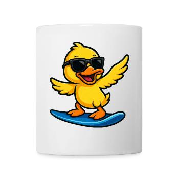 Cool Surfer Duck Kids Beach Outfit Summer - Mug - white - Front