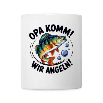 Angeln mit Papa springender Barsch - Tasse - Weiß - Vorne
