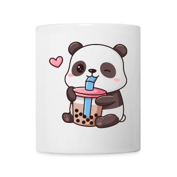 Süßer Panda trinkt Boba Tee - Tasse - Weiß - Vorne