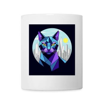 Illustration géométrique de la ville du chat - Mug blanc - blanc - Devant