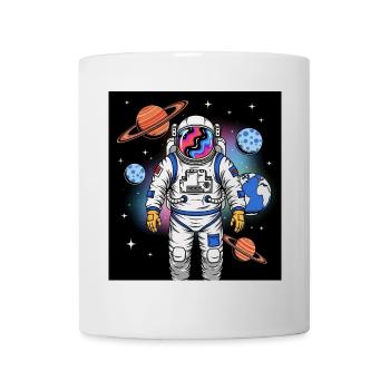 Space astronaut with planetary cosmos - Mug - white - Front