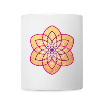 Yoga Gold Blume Blüte Sonne Mandala Meditation om - Tasse - Weiß - Vorne
