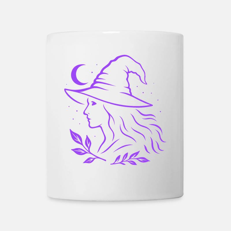 Hexe Silhouette Mond Witchcore Motiv - Tasse - Weiß