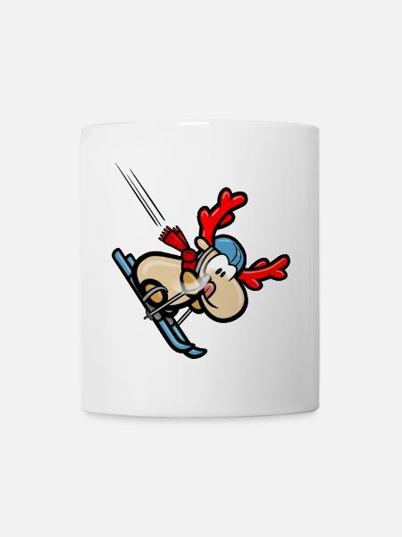 Renne comique Elmondo sur la piste de ski - Mug blanc - blanc